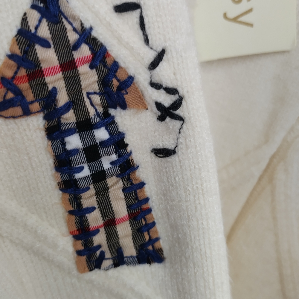 Dream Embroidered Patch Work Button Cream Cardigan Sweater S/M - Picture 10 of 12